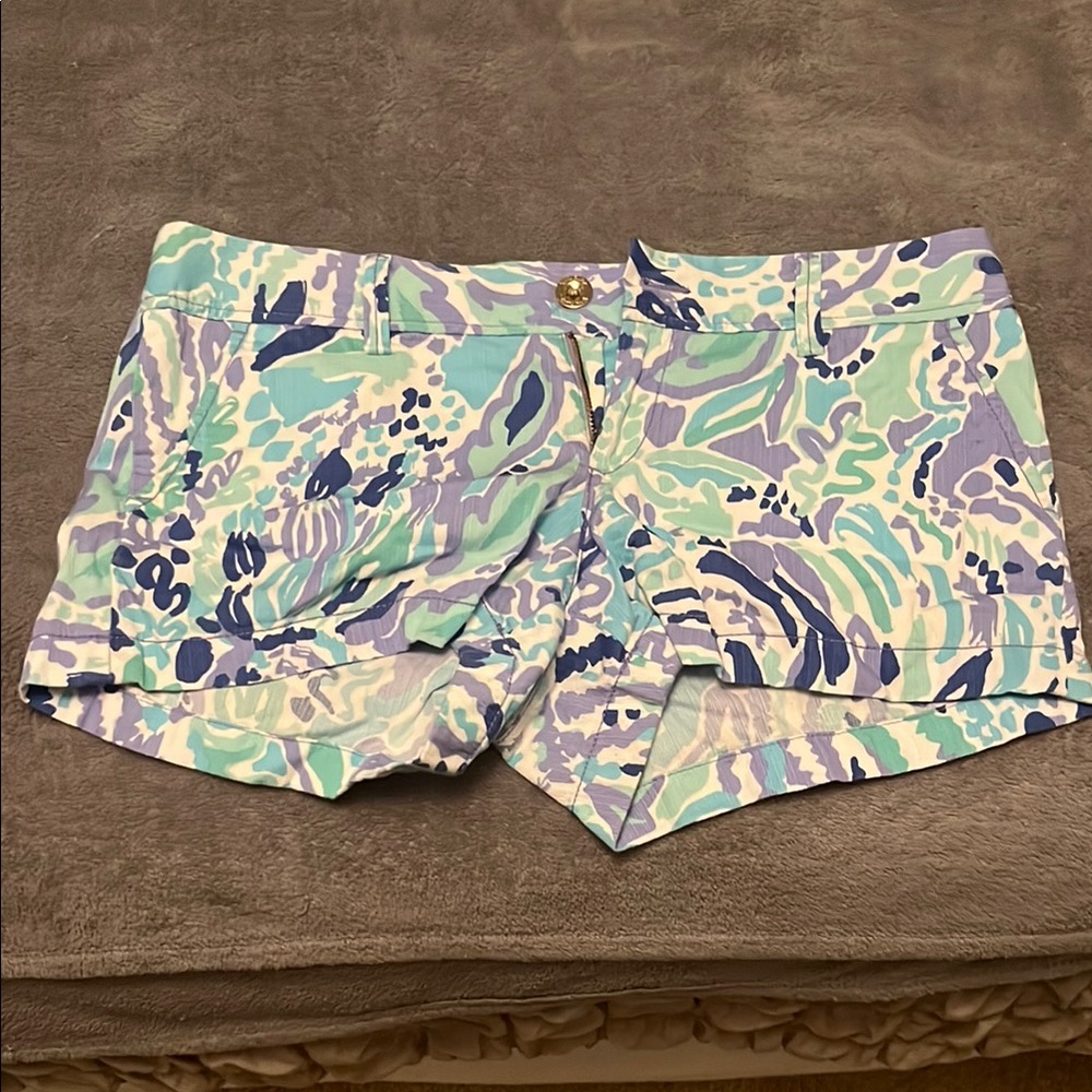 Lilly Pulitzer High Waist Blue and Green Shorts